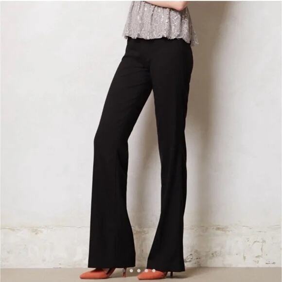 Elevenses Brighton Pants Womens 2 (30x32 ACTUAL) Black Flare Slacks Anthro - Picture 2 of 10